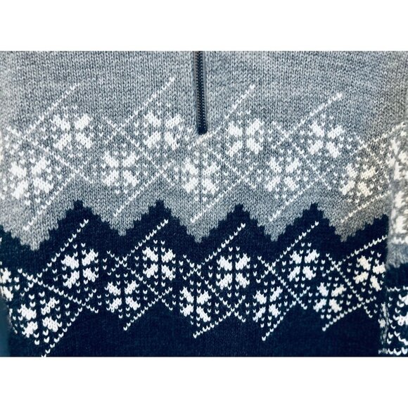 Made in Italy PAOLO MONDO Fair Island Pullover 1/4 Zip Sweater Blue Gray - Picture 3 of 10